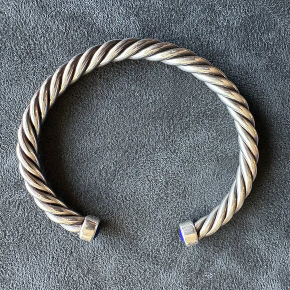 David Yurman Cable Cuff Bracelet w/ Sterling Silver & Lapis Lazuli - Medium - Picture 15 of 16